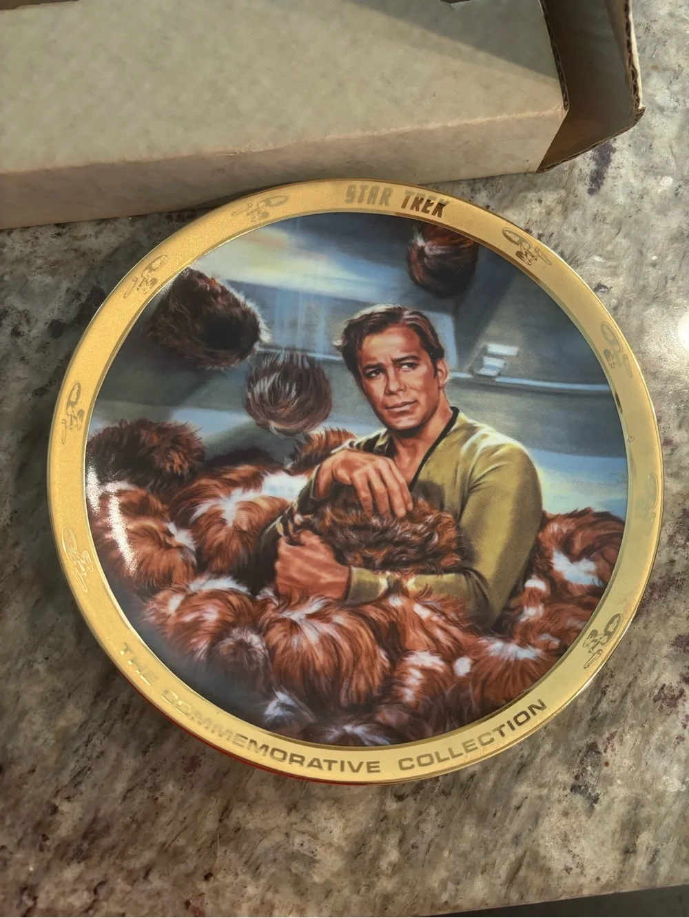 Vintage 1986 Star Trek The Trouble with Tribbles Collector Plate Box COA Kirk